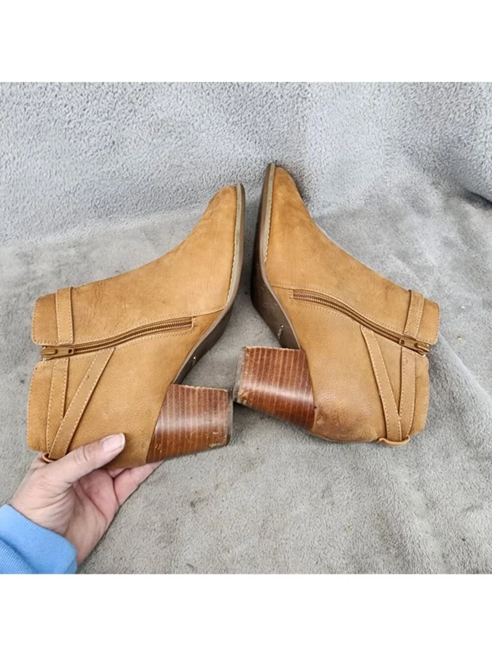 Vionic Shoes Womens Size 10 Brown Leather Upton Side Zip Ankle Boots *Read*